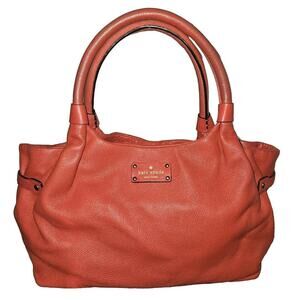 Kate Spade Red Orange Pebbled Hobo Stevie Purse Handbag